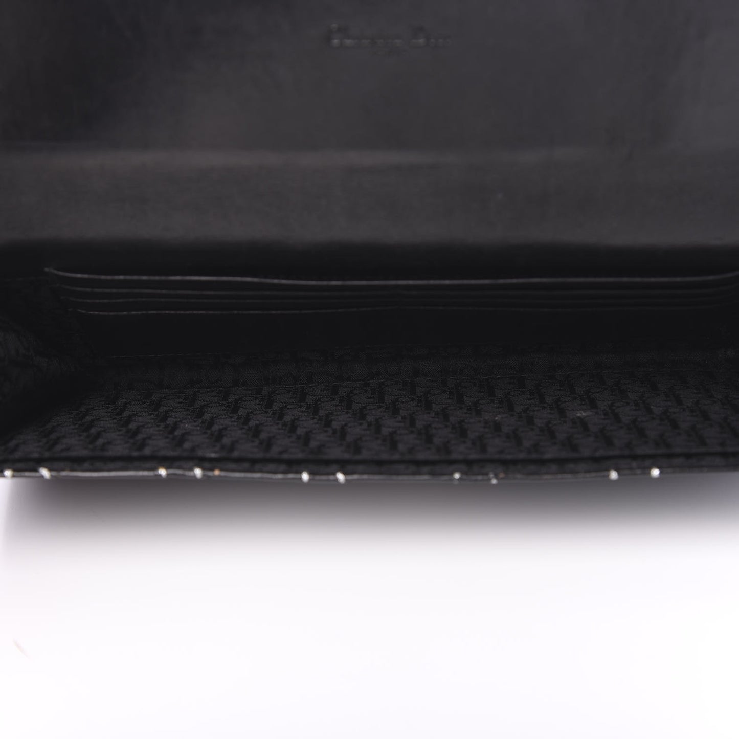 Lambskin Perforated Stitched Clutch Wallet Black