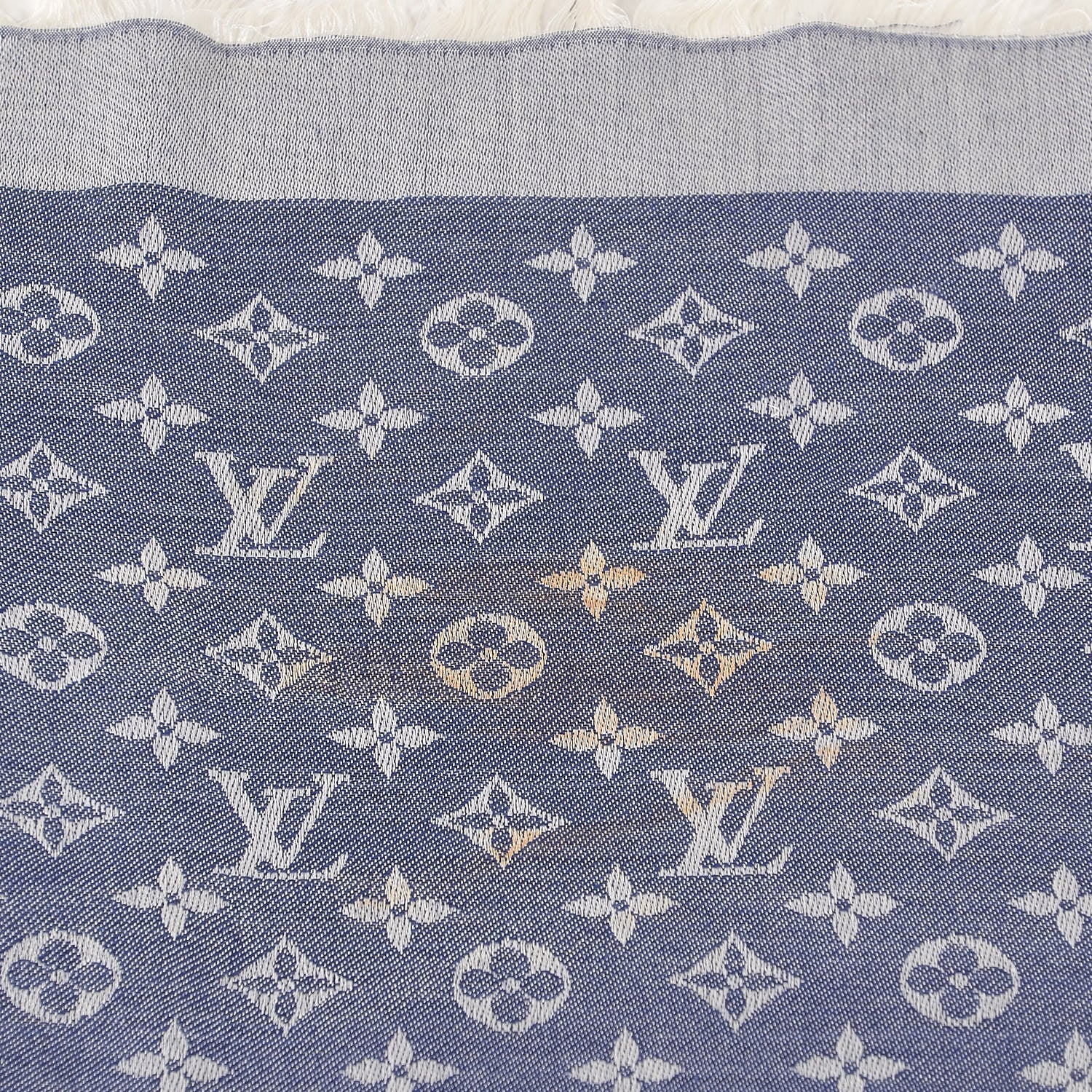 Louis Vuitton Silk Wool Monogram Denim Shawl Blue 3 of 7
