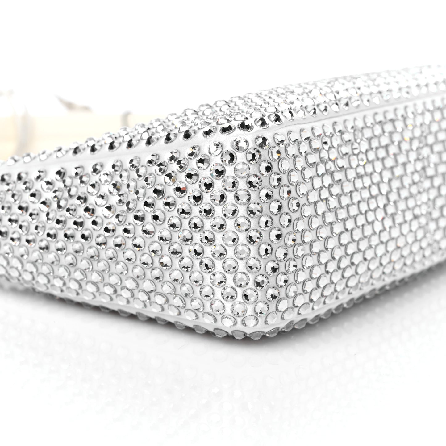 Satin Crystal Mini Re-Edition 2000 Bag White