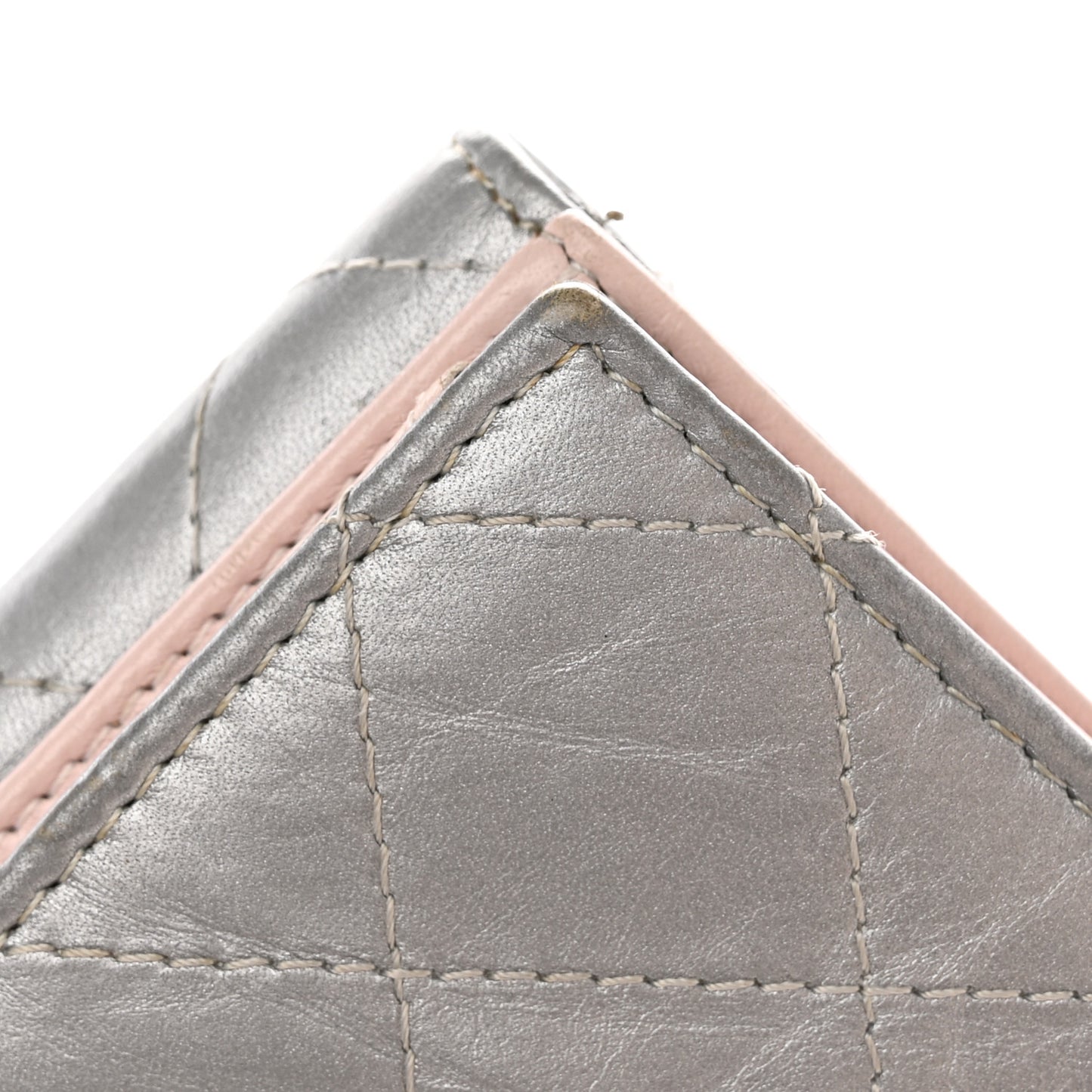 Aged Metallic Calfskin Large Palette Flap Wallet Silver