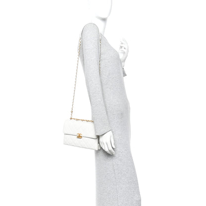 Chanel Lambskin Quilted Chain Bar Top Handle Flap White 2 of 10