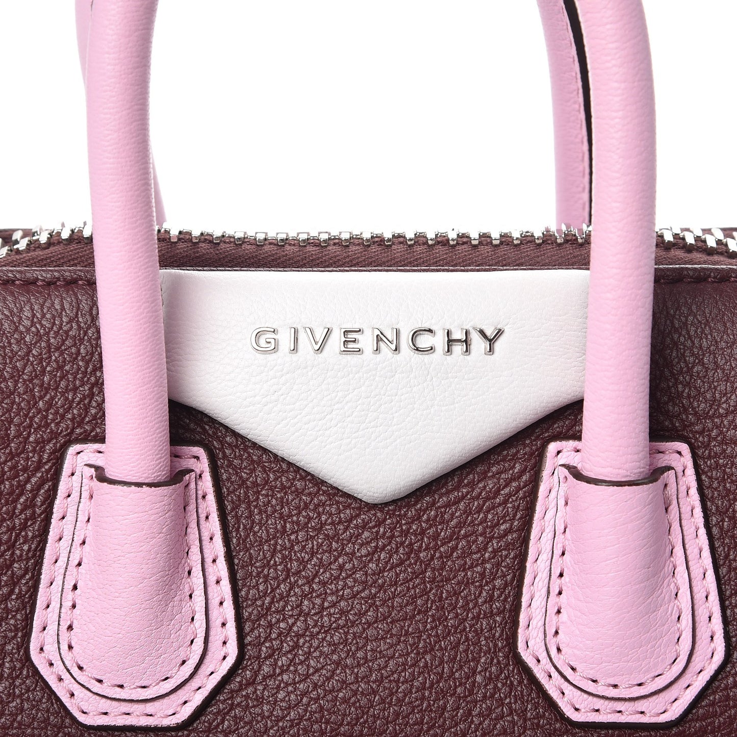 Sugar Goatskin Mini Tri-Color Antigona Burgundy Pink White