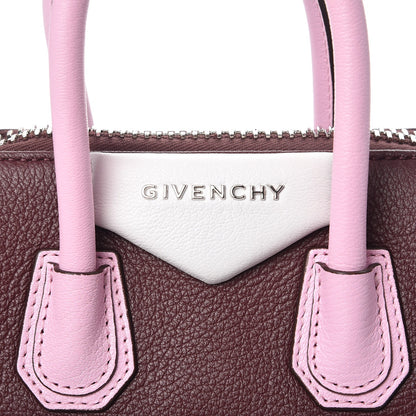 Givenchy Sugar Goatskin Mini Tri-Color Antigona Burgundy Pink White 6 of 8