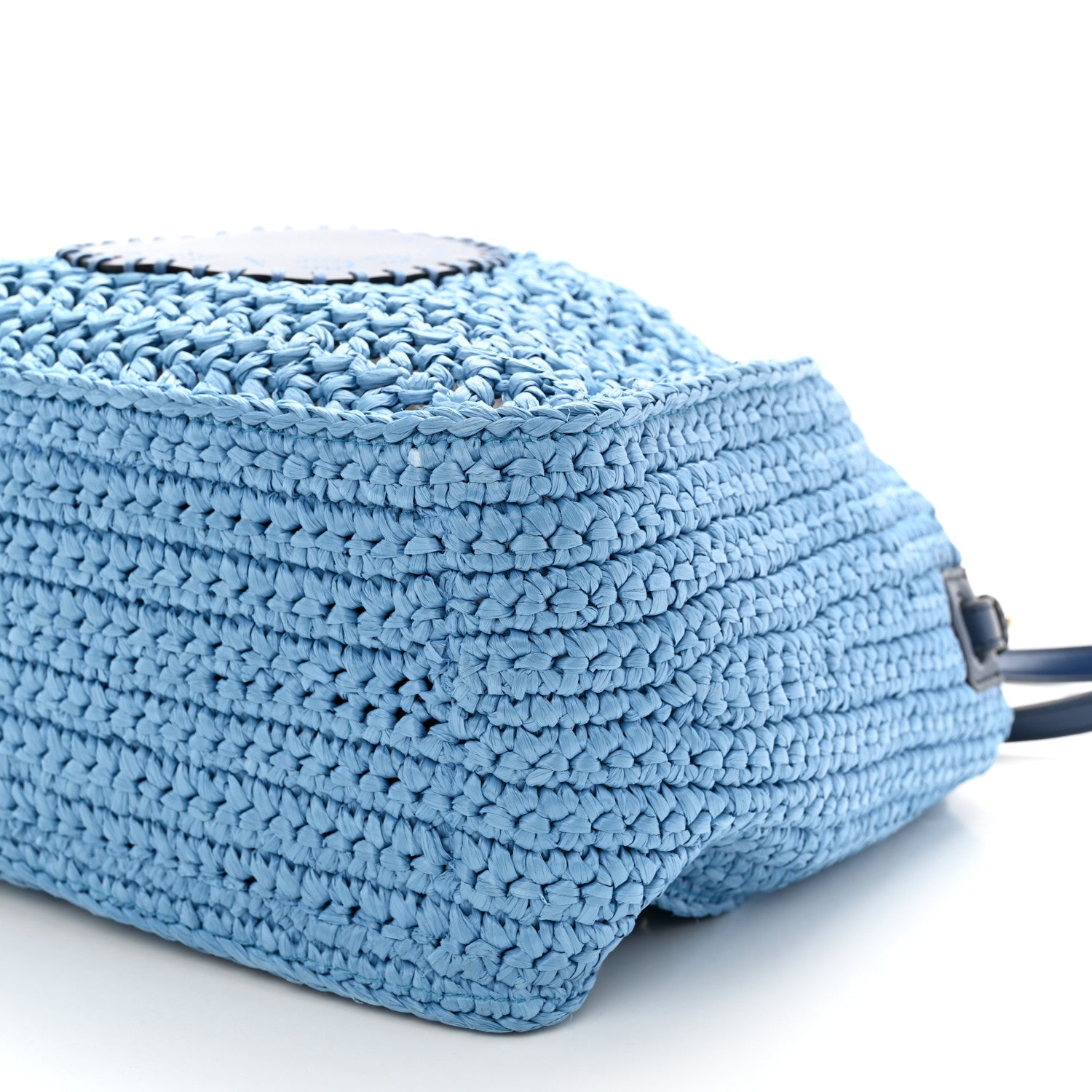 Stella McCartney Braided Raffia Eco Alter Napa Perforated Logo Crossbody Bag Light Blue 9 of 10