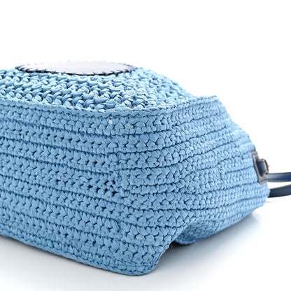 Stella McCartney Braided Raffia Eco Alter Napa Perforated Logo Crossbody Bag Light Blue 9 of 10