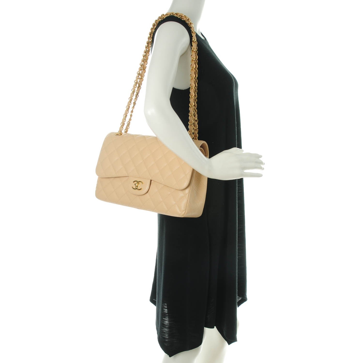 Chanel Caviar Quilted Jumbo Double Flap Beige Clair 2 of 9