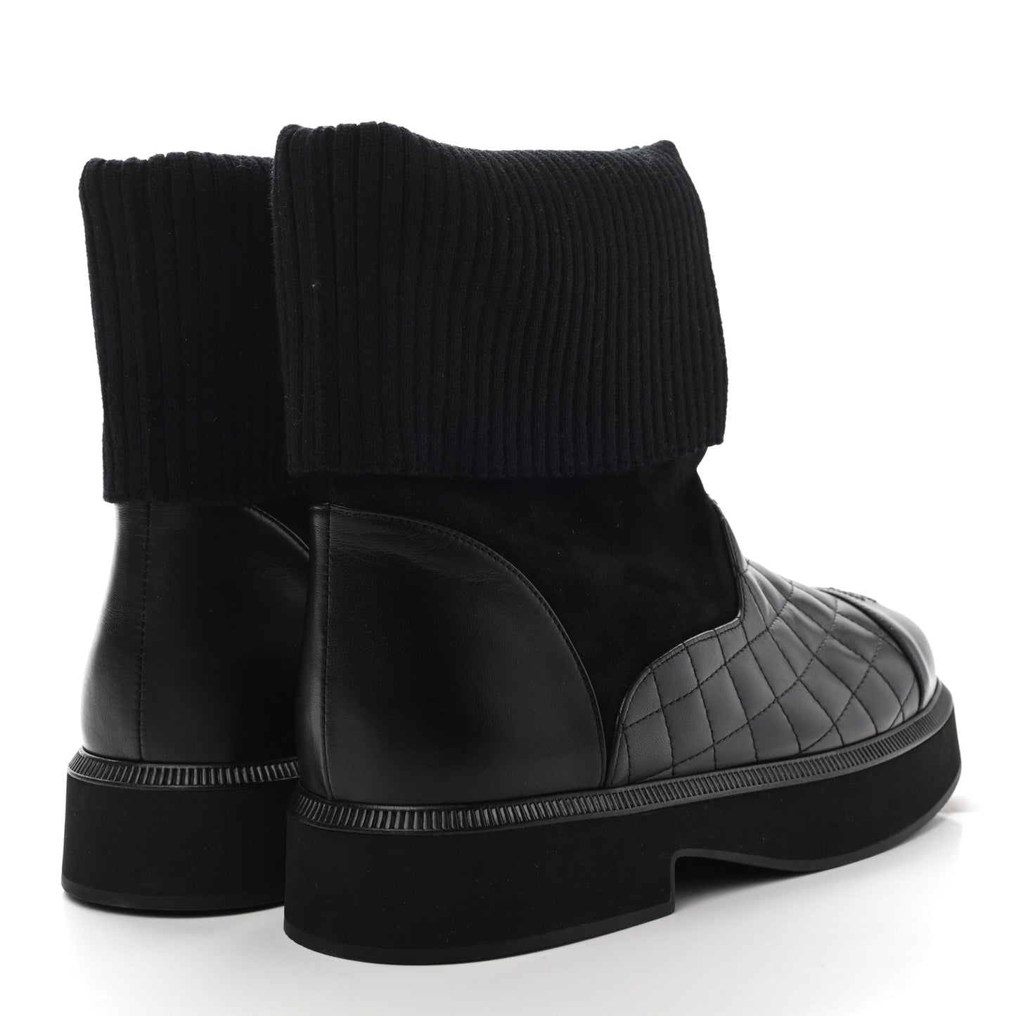 Suede Lambskin Calfskin Knit Womens Ankle Boots 40 Black