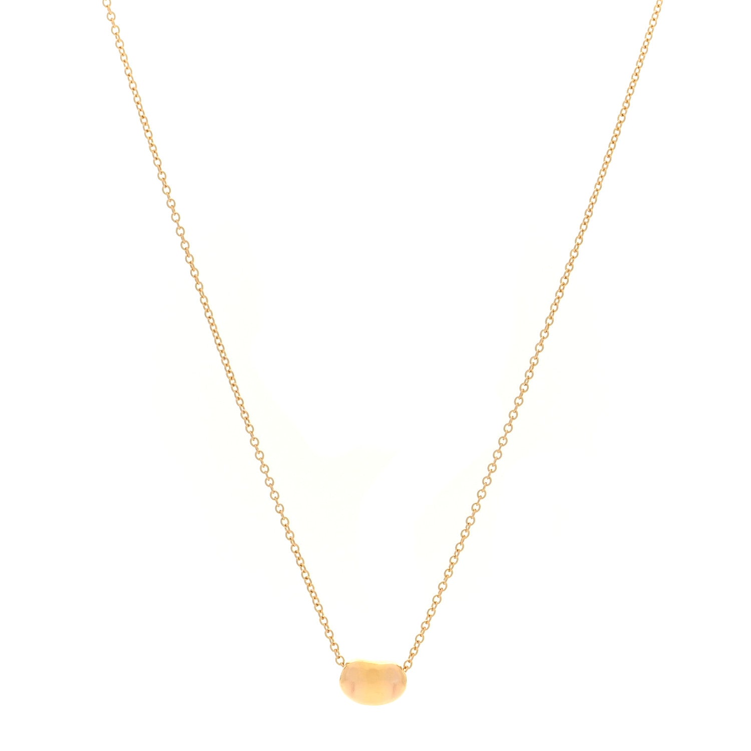 Tiffany 18K Yellow Gold 6.5mm Elsa Peretti Bean Pendant Necklace 1 of 4