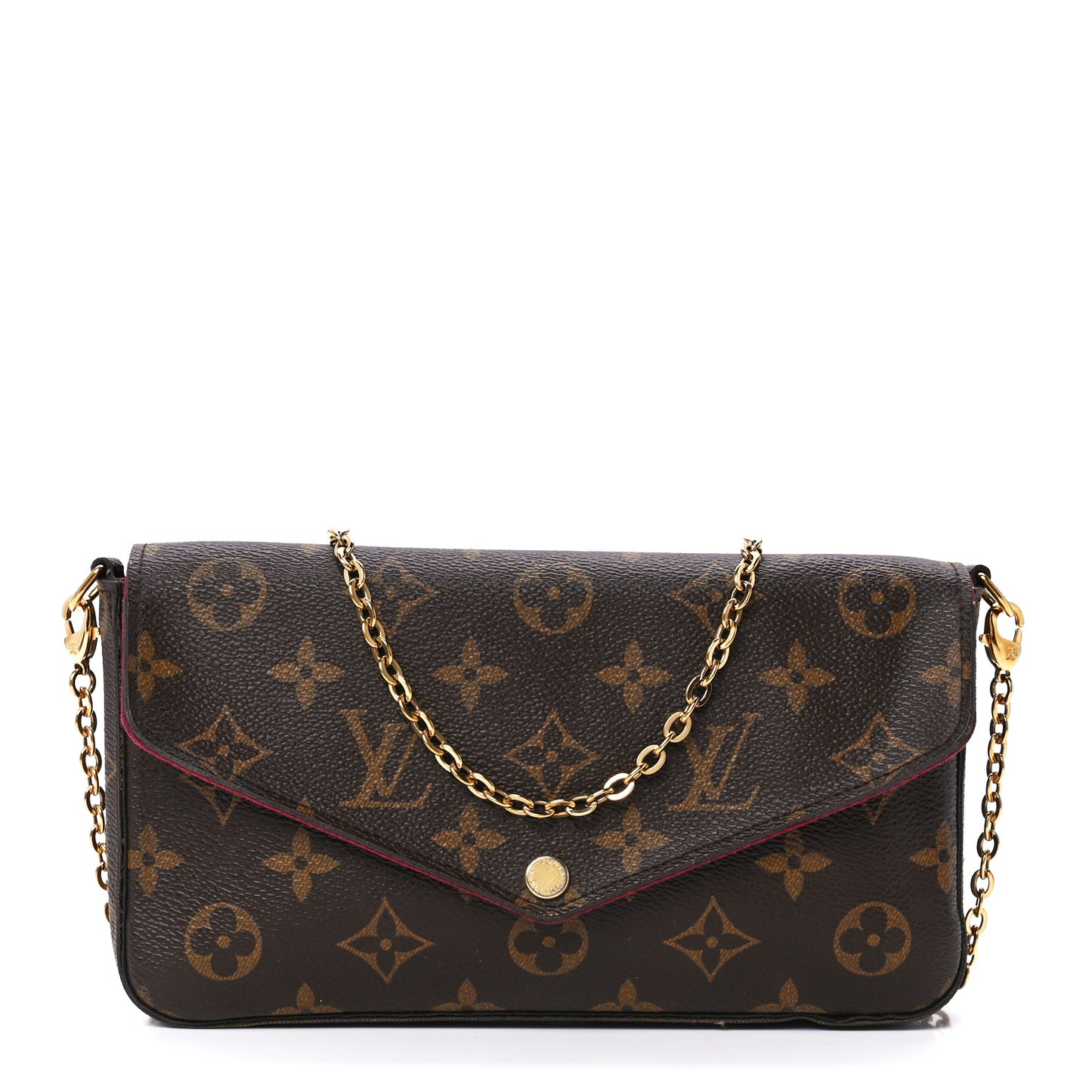 Monogram Pochette Felicie Chain Wallet Fuchsia