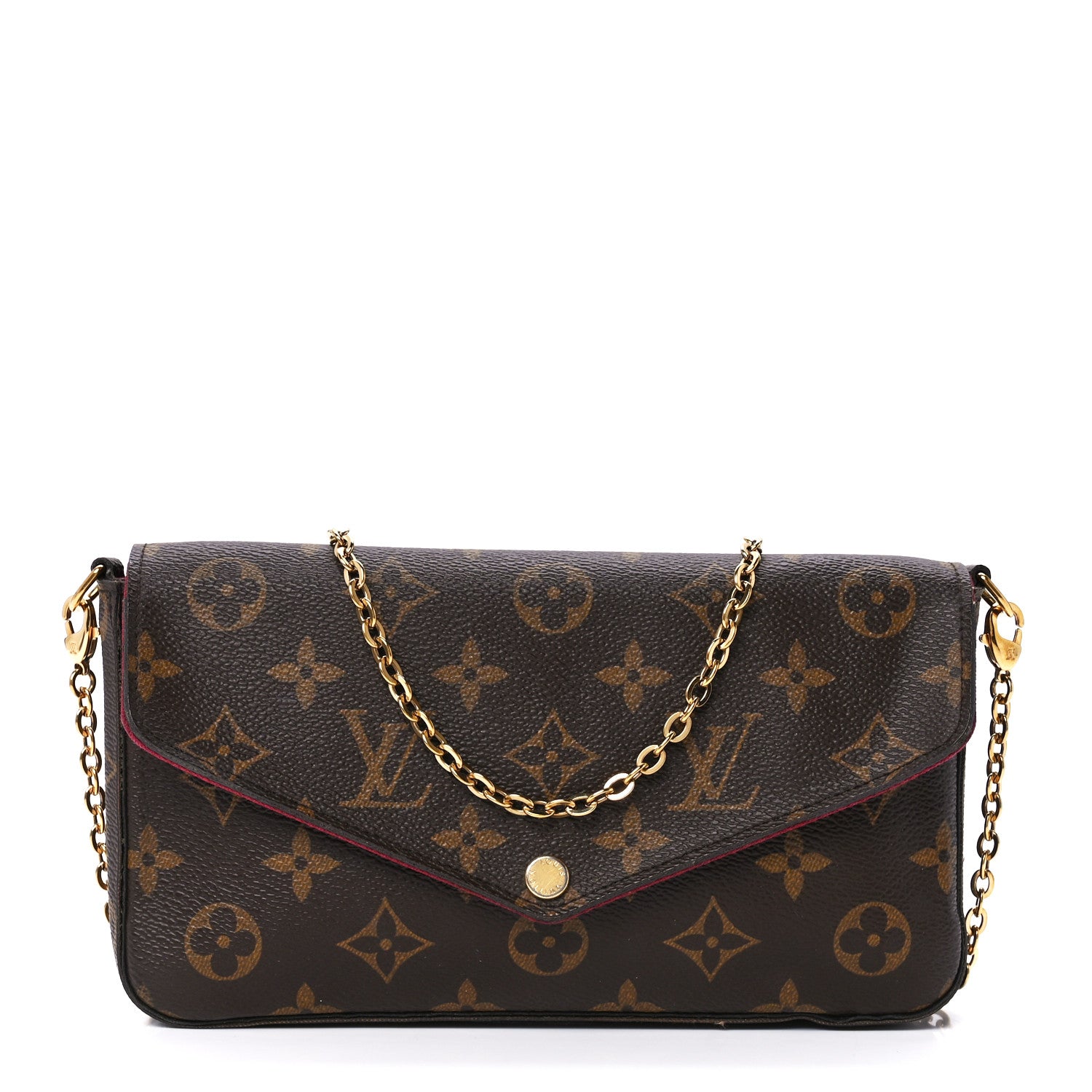 Louis Vuitton Monogram Pochette Felicie Chain Wallet Fuchsia 1 of 12