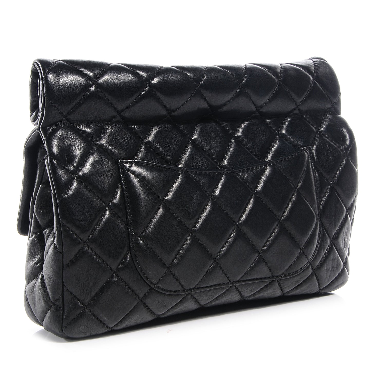 Lambskin Quilted Medium Roll Reissue Clutch Black