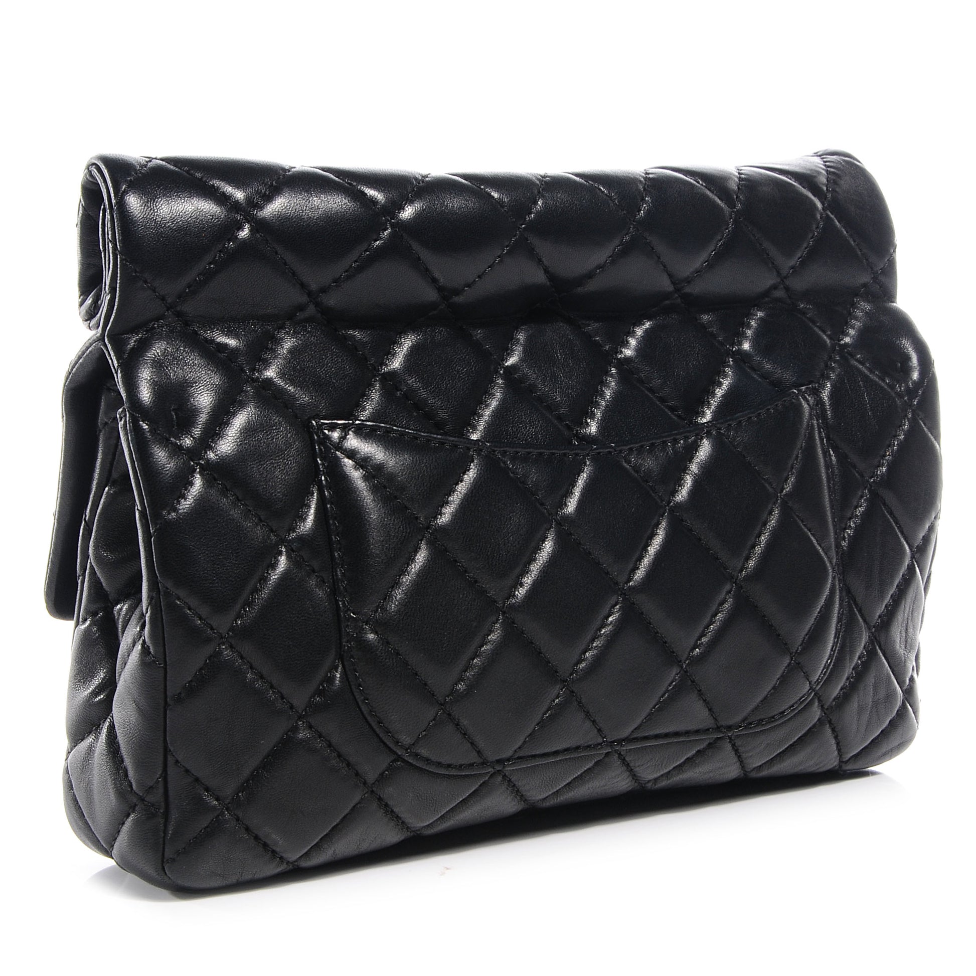 Chanel Lambskin Quilted Medium Roll Reissue Clutch Black 3 of 8