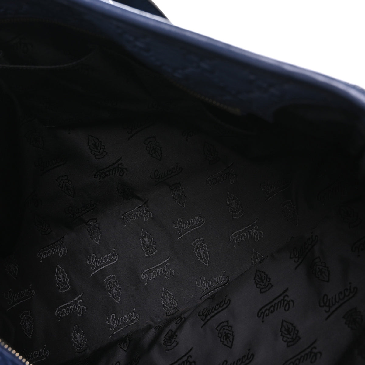 Gucci Guccissima Medium Zippered Shopping Tote Blue 5 of 10