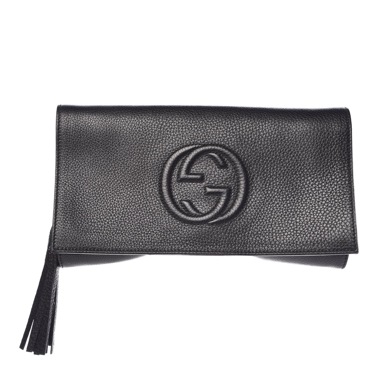Pebbled Calfskin Medium Soho Clutch Black