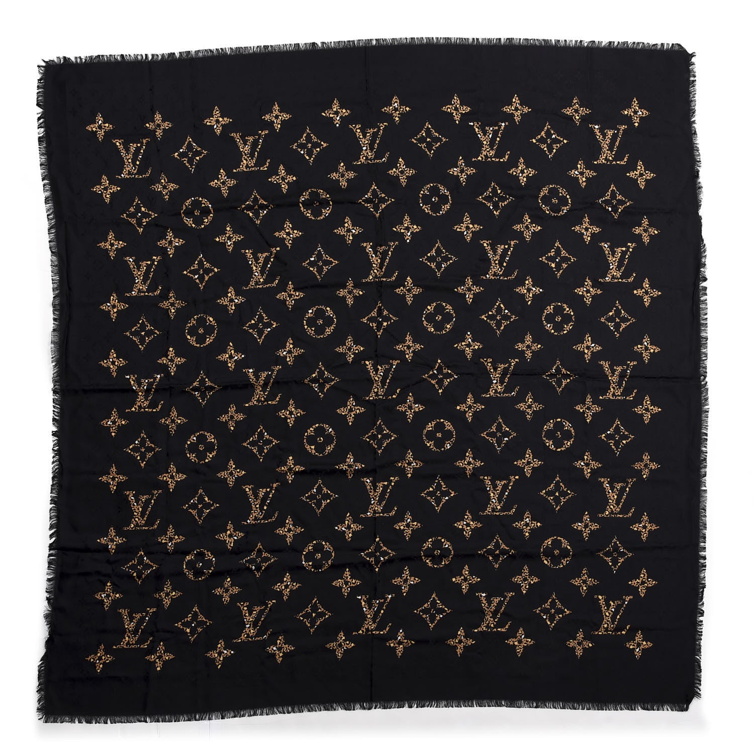 Louis Vuitton Wool Silk Monogram Giant Jungle Scarf Black 1 of 5
