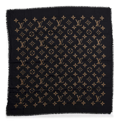 Louis Vuitton Wool Silk Monogram Giant Jungle Scarf Black 1 of 5