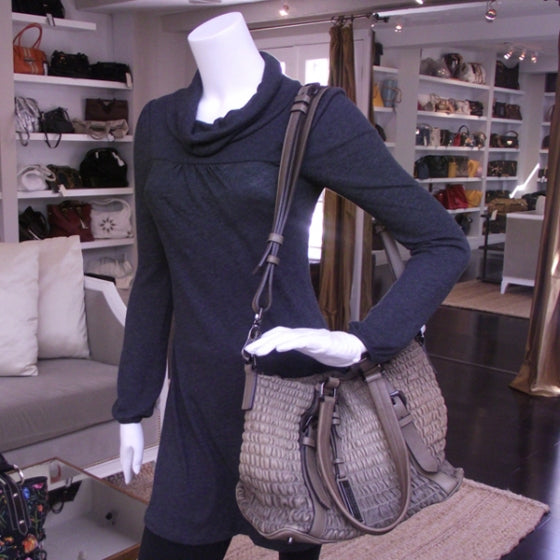 Leather Gathered Large Tote Bag