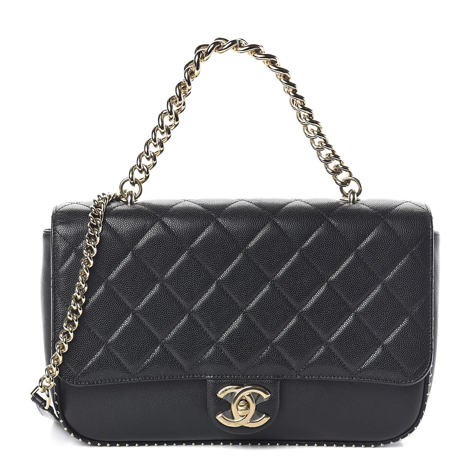 Chanel Caviar Quilted Large Studded Flap Black 1 of 14
