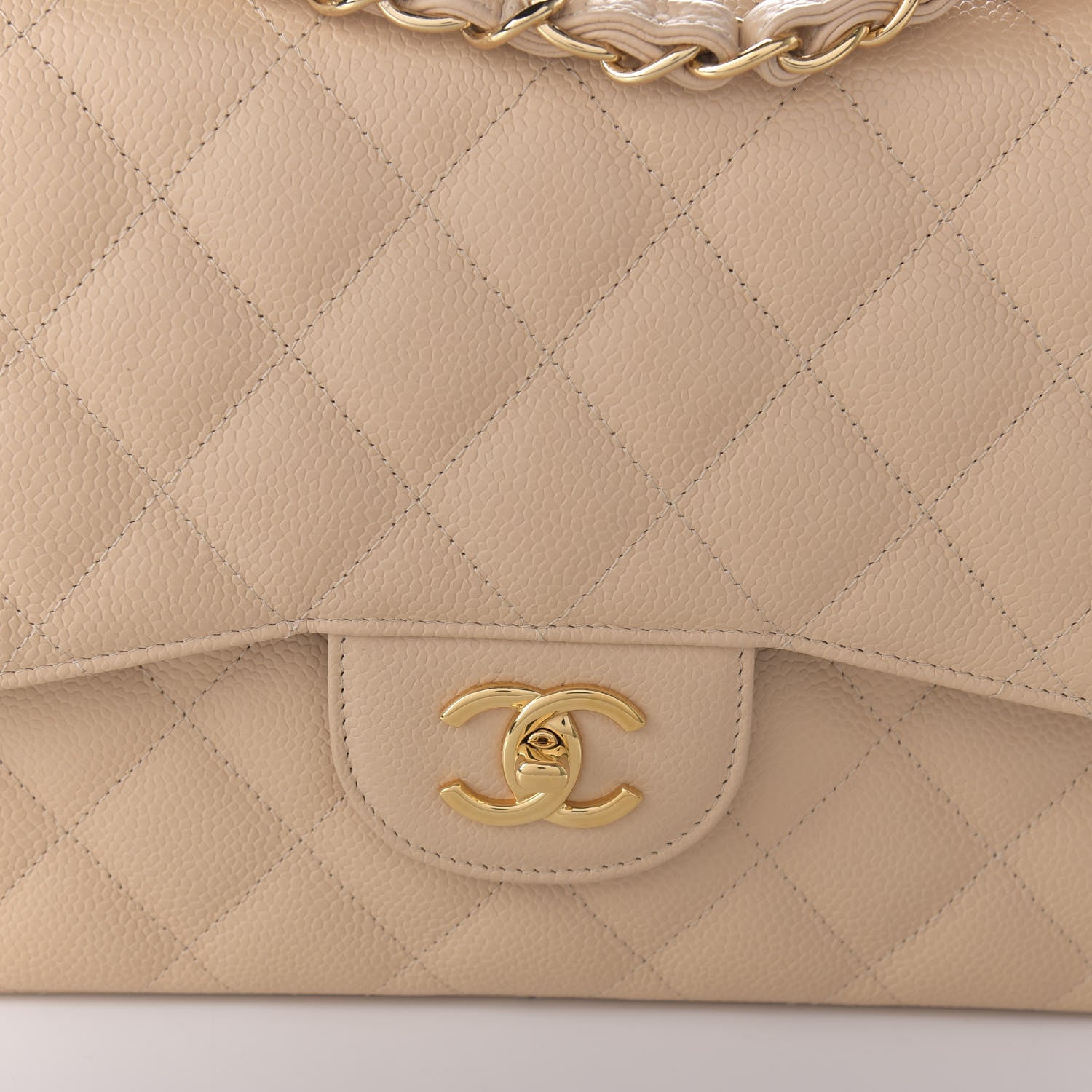 Chanel Caviar Quilted Jumbo Double Flap Beige Clair 10 of 11