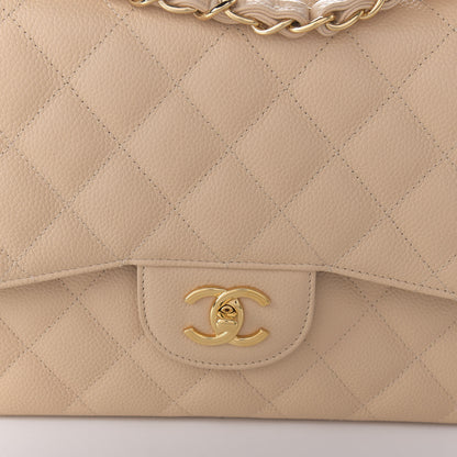 Chanel Caviar Quilted Jumbo Double Flap Beige Clair 10 of 11