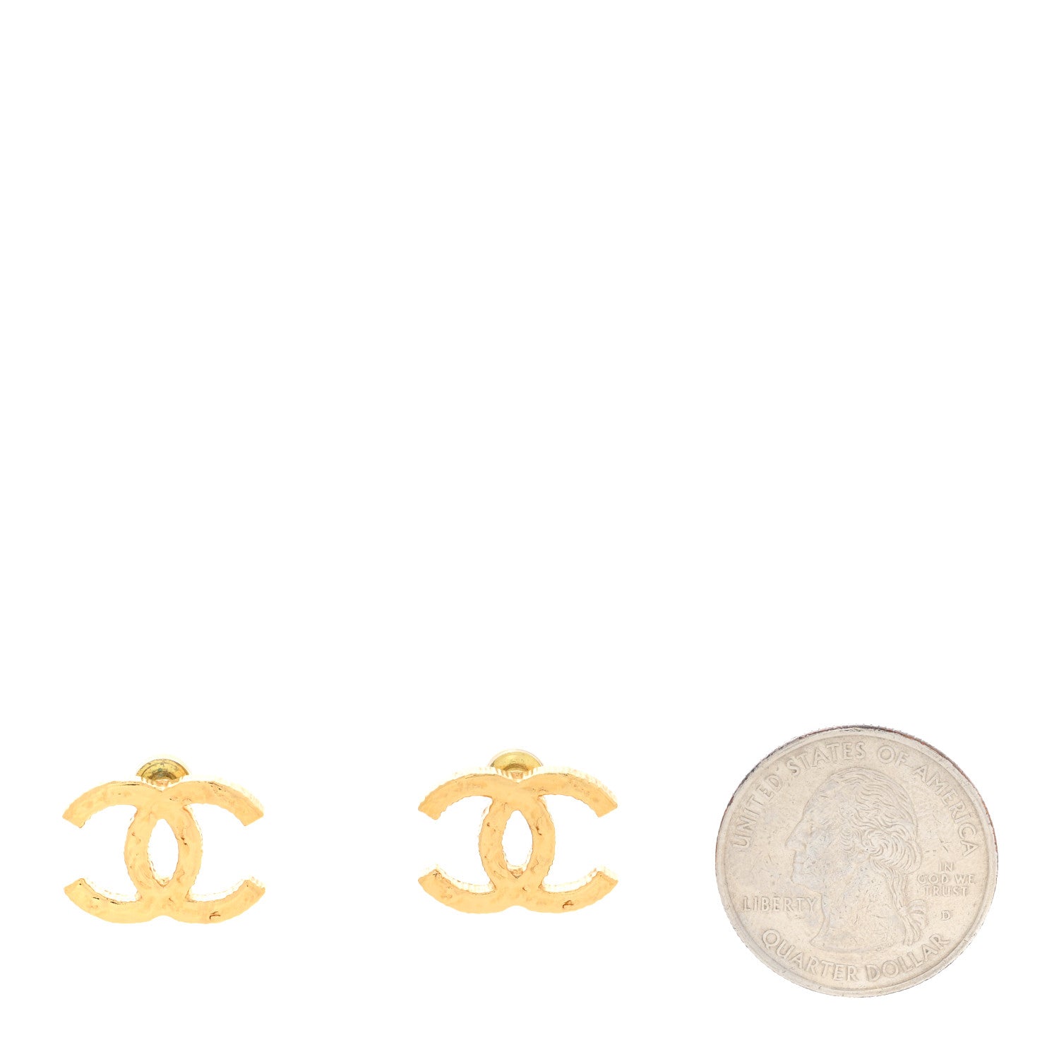Chanel Metal Textured CC Earrings Gold 2 of 5