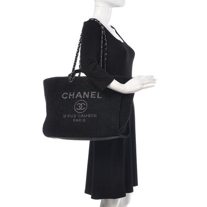 Chanel Lurex Boucle Medium Deauville Tote Black 3 of 8