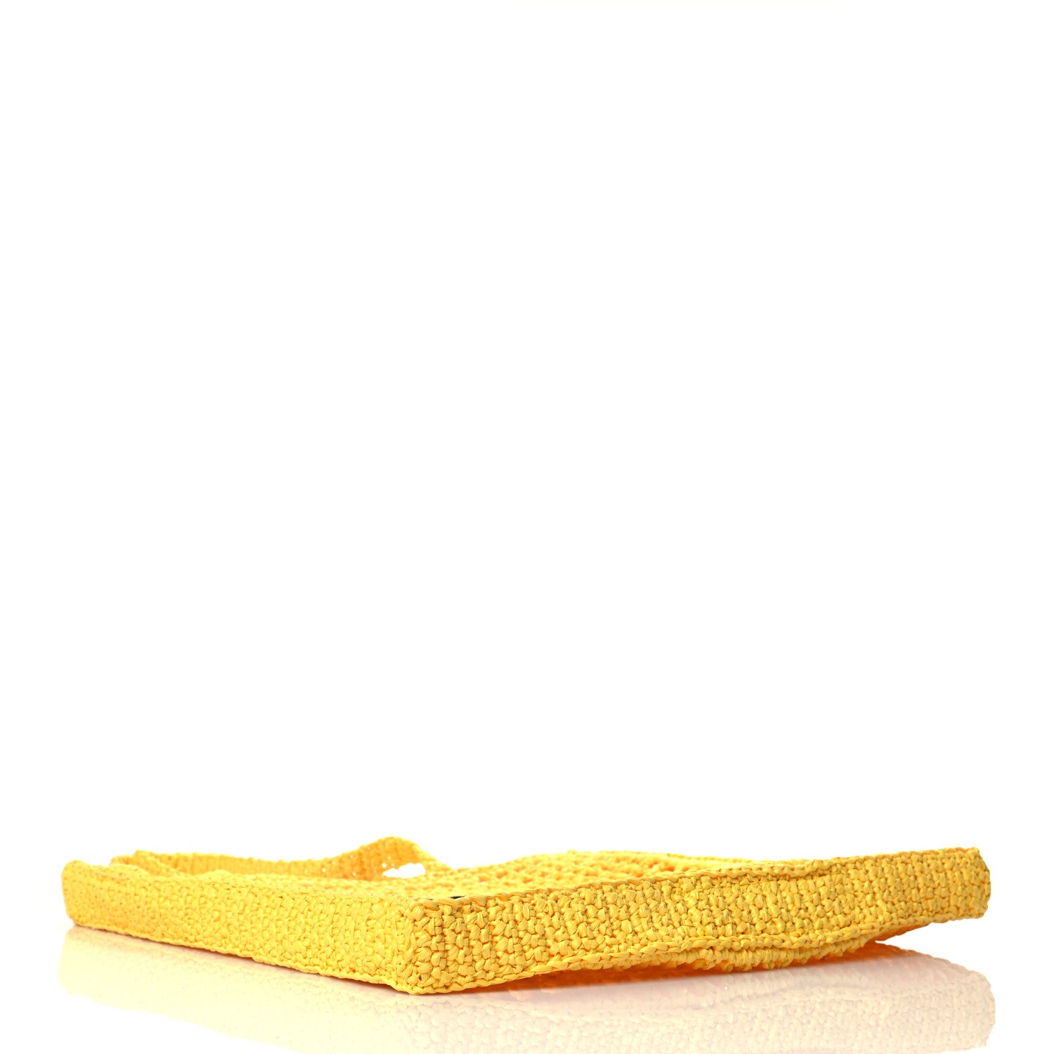 Prada Yarn Raffia Effect Crochet Logo Embroidered Tote Bag Giallo 4 of 9