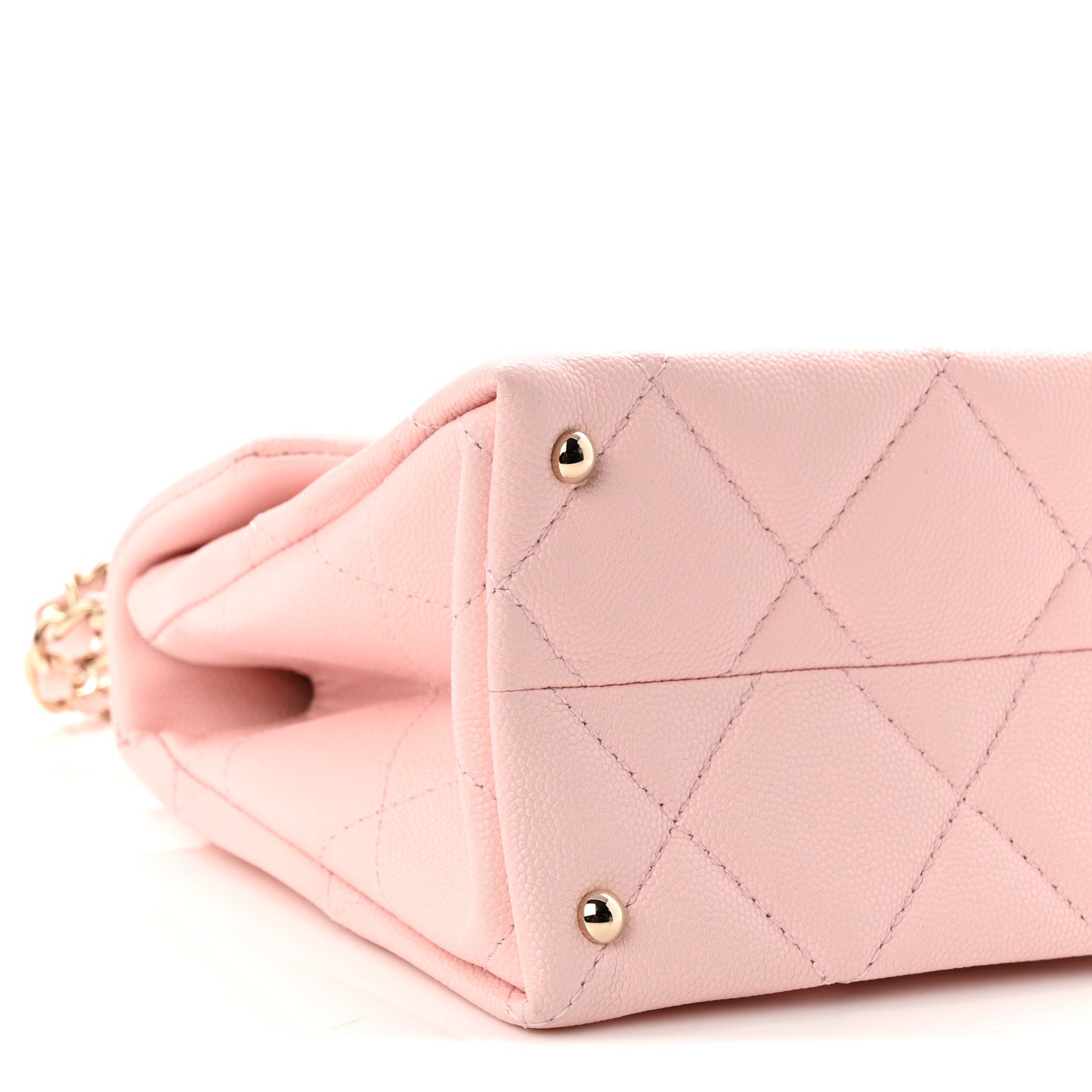 Caviar Quilted Mini Retro Twist Top Handle Flap Light Pink