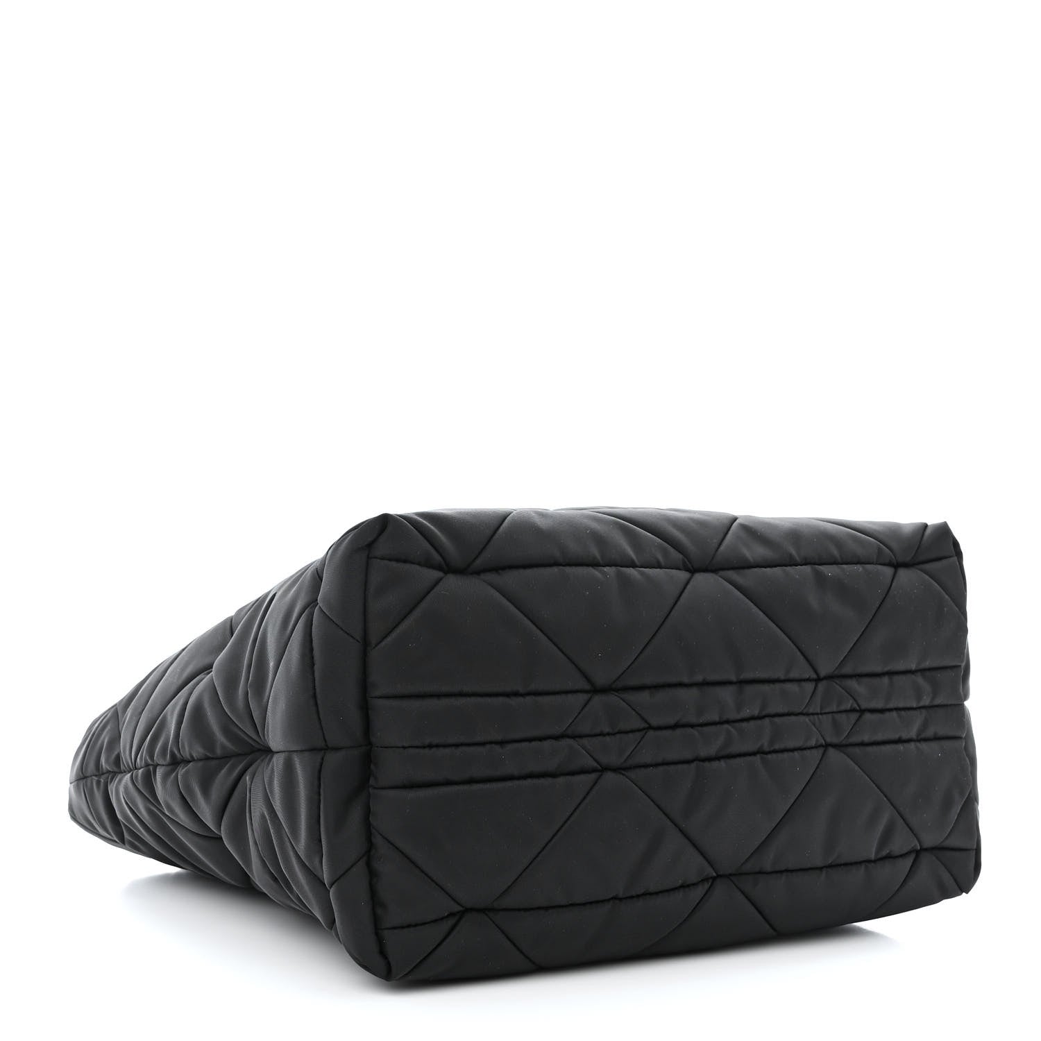Prada Re-Nylon Nappa Triangle Quilted Padded Medium Double Handled Zip Tote Black 4 of 12