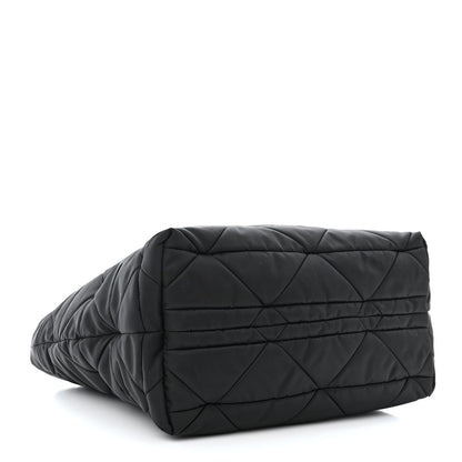 Prada Re-Nylon Nappa Triangle Quilted Padded Medium Double Handled Zip Tote Black 4 of 12