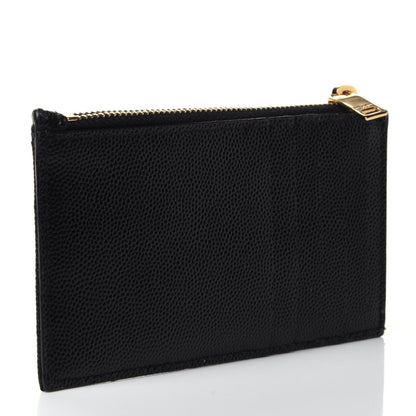 Saint Laurent Grain De Poudre Matelasse Chevron Monogram Fragments Zippered Card Case Black 2 of 4