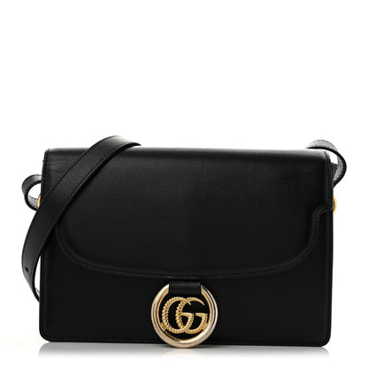 Gucci Textured Calfskin Small Torchon GG Ring Shoulder Bag Black 1 of 13