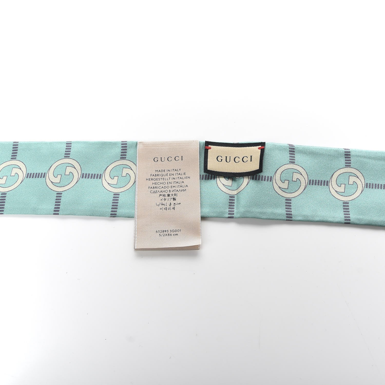 Gucci Silk Twill Networkina Neck Bow Scarf Teal Dark Purple 2 of 3