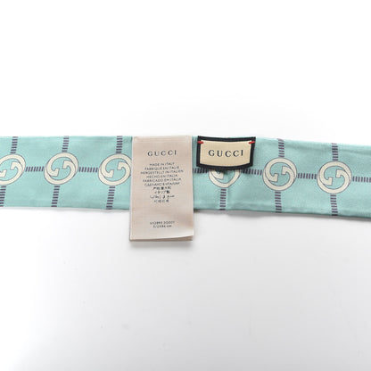 Gucci Silk Twill Networkina Neck Bow Scarf Teal Dark Purple 2 of 3