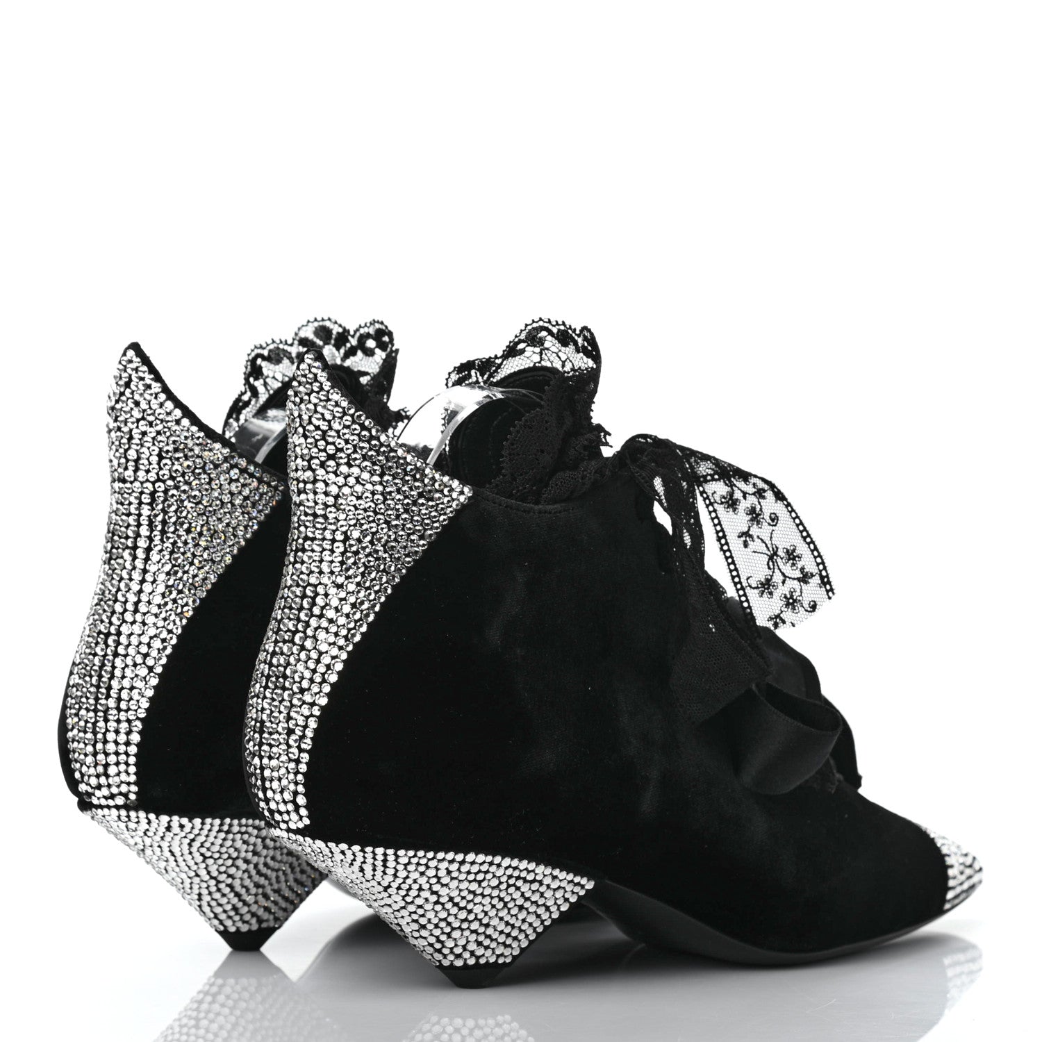 Saint Laurent Velluto Master Crystal Embellished Blaze 45 La Strass Ankle Boots 40 Black 4 of 8