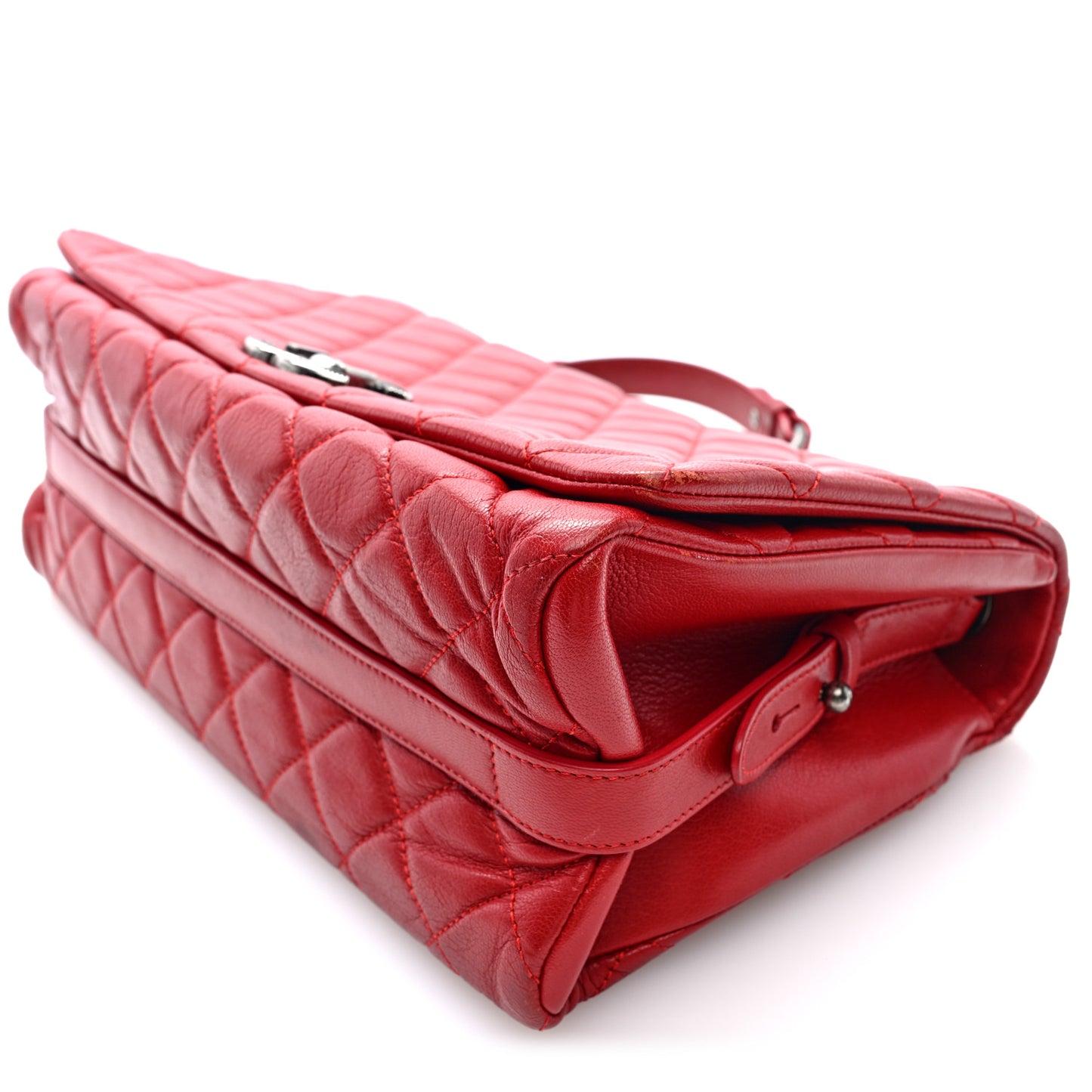 Goatskin Quilted Large City Rock Flap Red