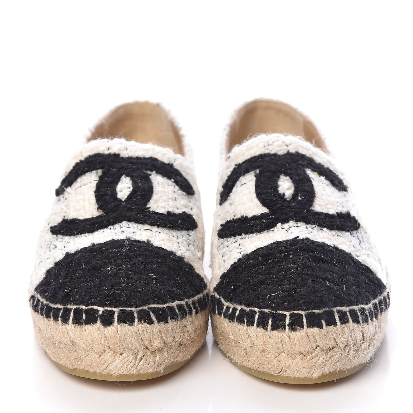 Tweed CC Espadrilles 41 Ecru White Blue Black