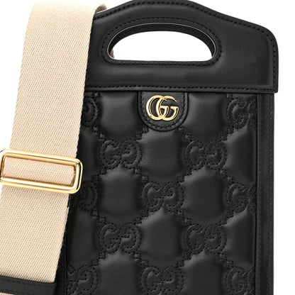 Gucci Calfskin GG Matelasse Mini Top Slip Handle Crossbody Bag Black Natural 7 of 9