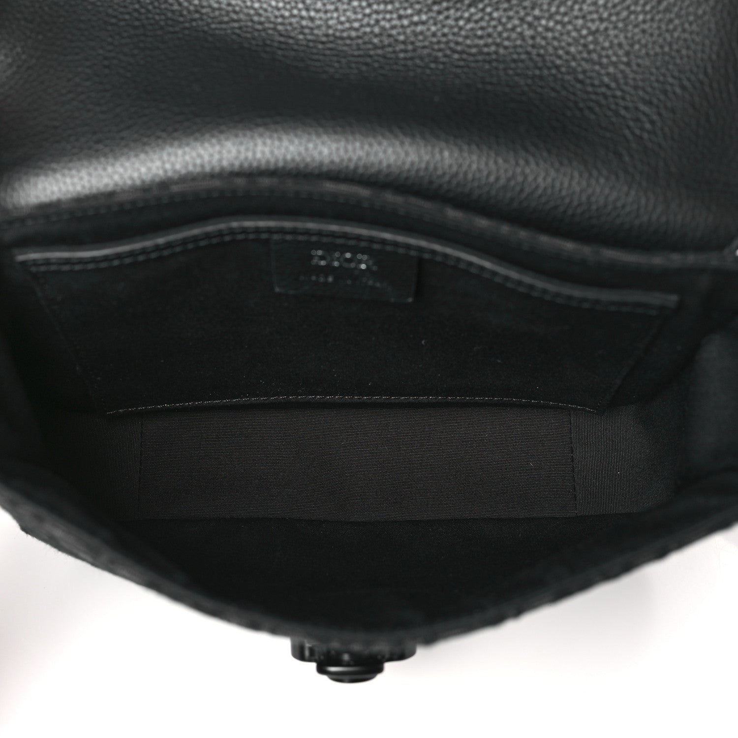 Christian Dior Oblique Jacquard Grained Calfskin Saddle Pouch With Strap Black 5 of 11