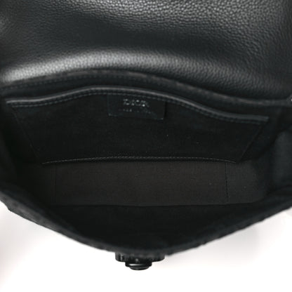 Christian Dior Oblique Jacquard Grained Calfskin Saddle Pouch With Strap Black 5 of 11