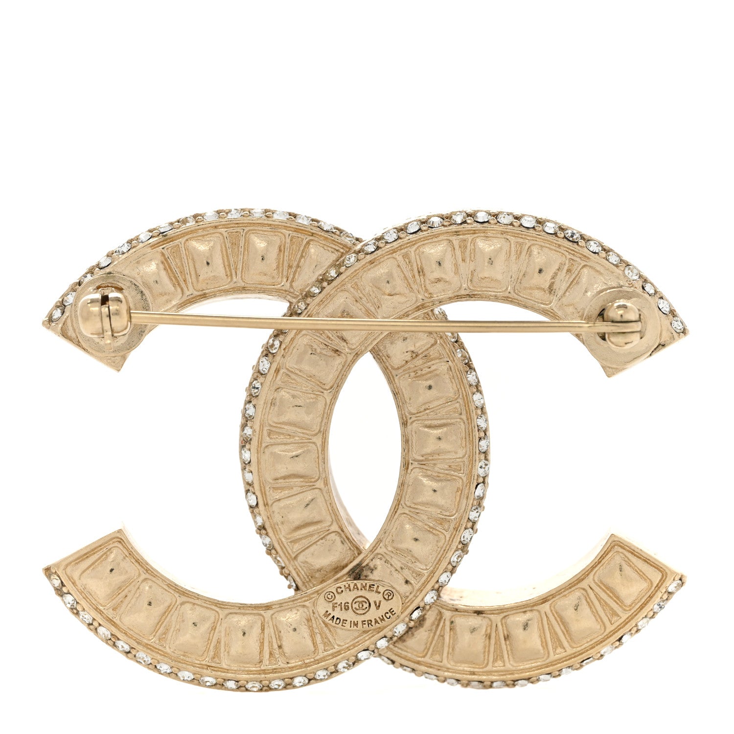 Chanel Baguette Crystal CC Brooch Gold 3 of 4