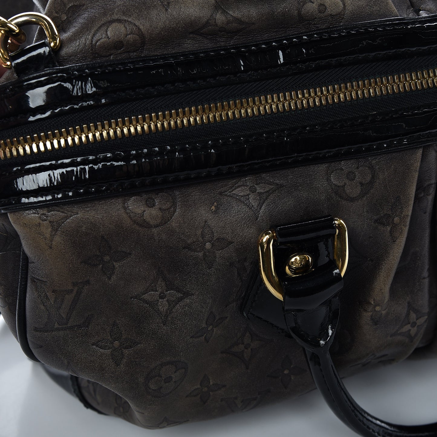 Cuir Patent Embossed Monogram Stephen Bag Grey
