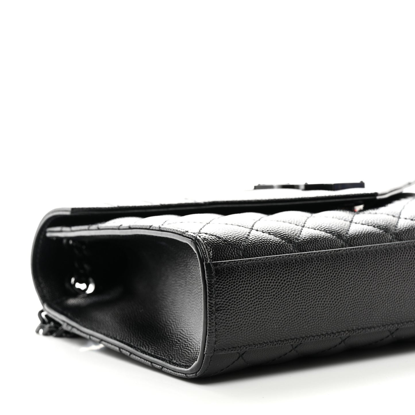Grain De Poudre Textured Mixed Matelasse Triquilt Medium Monogram Monochrome Satchel Black