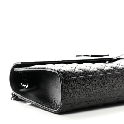 Saint Laurent Grain De Poudre Textured Mixed Matelasse Triquilt Medium Monogram Monochrome Satchel Black 10 of 11