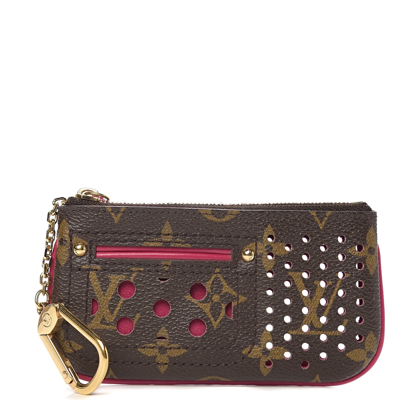 Monogram Perforated Key Pouch Fuchsia