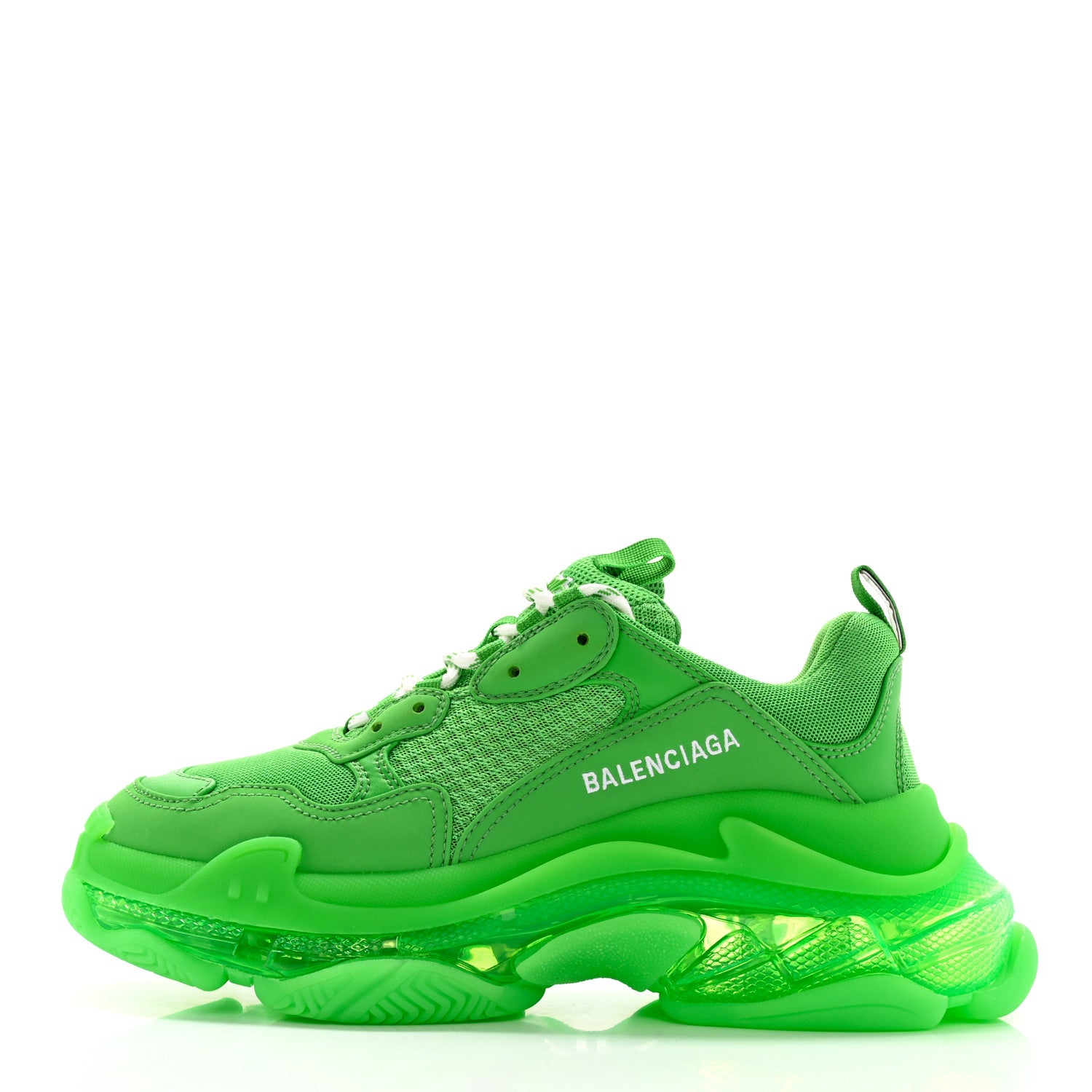 Balenciaga Fabric Mesh Clear Sole Womens Triple S Sneakers 40 Green 1 of 8