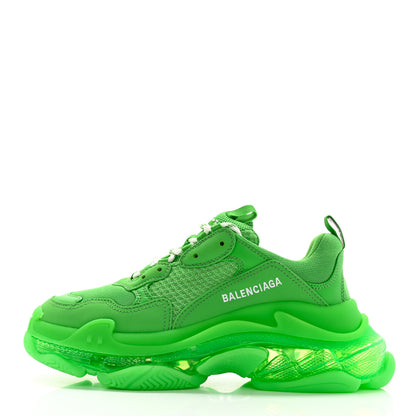Balenciaga Fabric Mesh Clear Sole Womens Triple S Sneakers 40 Green 1 of 8