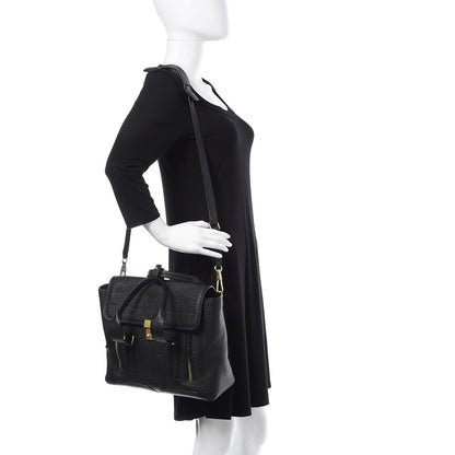 3.1 Phillip Lim 3.1 Textured Calfskin Medium Pashli Satchel Black 2 of 13