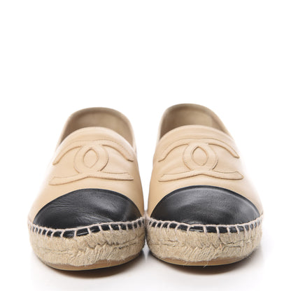 Chanel Lambskin CC Espadrilles 39 Beige Black 2 of 11