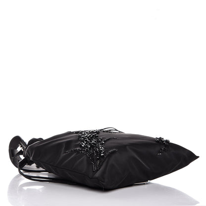 Prada Nylon Beaded Small Drawstring Bag Black 4 of 8